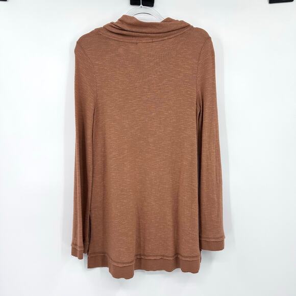Z Supply Everyday Brushed Long Sleeve Top Rust Brown Cowl Neck Tunic Womens Sz S - Picture 9 of 11